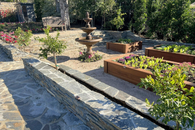 Garden Renovation project sunken garden with tiered water feature