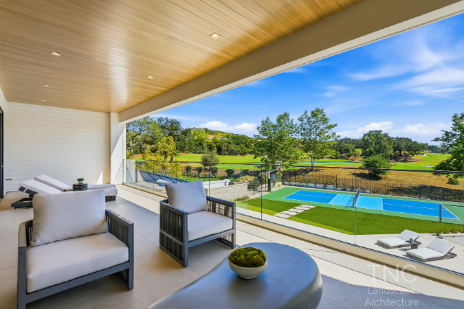 Luxury Living project upper view over pickleball court
