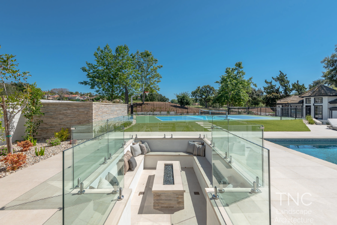 Luxury Living project sunken fire pit seating area