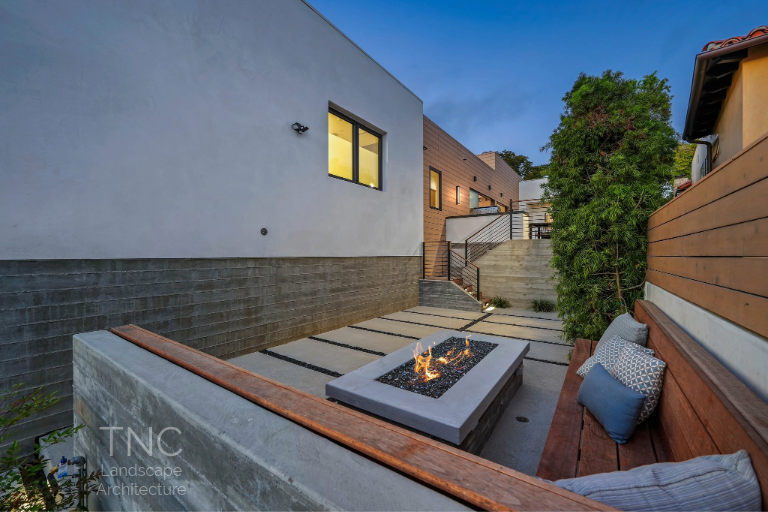 West LA Landscape project built in fire pit